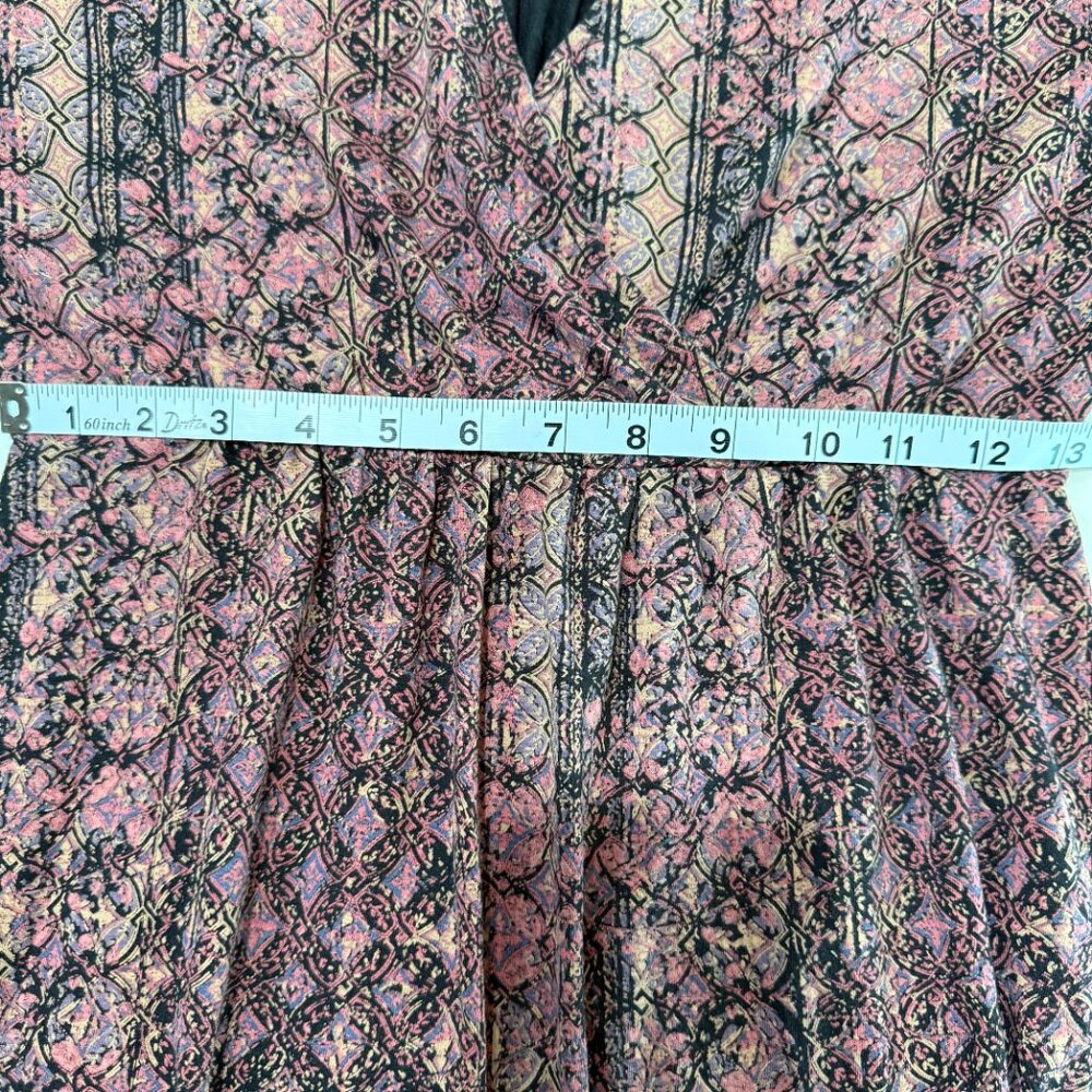 Peruvian Connection 16 Faux Wrap Knit Meraux Dress BoHo Print V-Neck 3/4 Sleeve - Picture 8 of 15